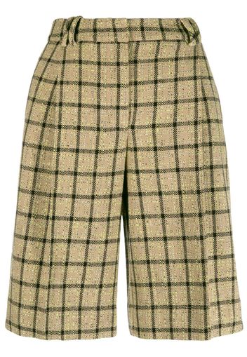 GANNI checked high-waisted suit shorts - Nude