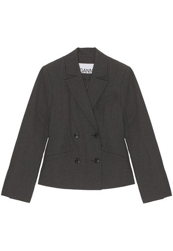 GANNI double-breasted mélange blazer - Schwarz