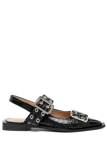 GANNI eyelet-detail slingback pumps - Schwarz