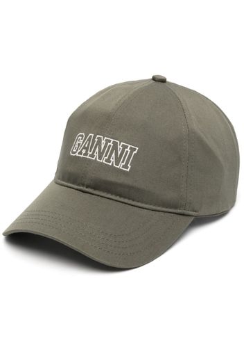 GANNI logo-embroidered cotton cap - Grün