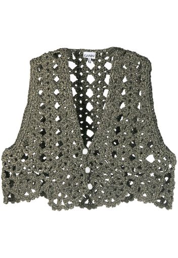 GANNI open-knit cotton vest top - Schwarz