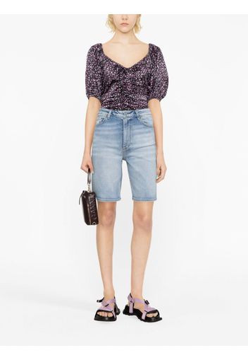 GANNI high-waist denim short - Blau