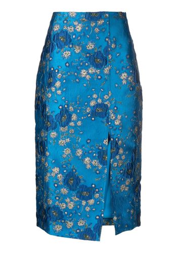 GANNI Jacquard-Rock mit Blumenmuster - Blau