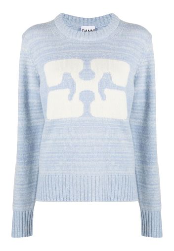 GANNI intarsia-knit logo jumper - Blau