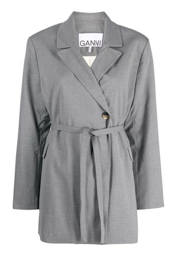 GANNI double-breasted belted blazer - Grau