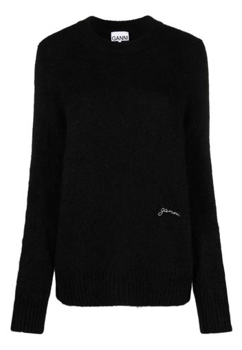 GANNI crew-neck alpaca wool-blend jumper - Schwarz