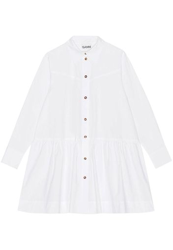 GANNI pointed-collar organic cotton shirtdress - Weiß