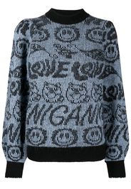 GANNI Intarsien-Pullover mit Logo - Blau