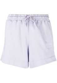 GANNI embroidered-logo drawstring shorts - Violett