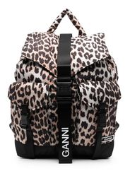 GANNI leopard-print buckled backpack - Braun