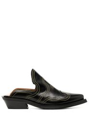 GANNI embroidered western mules - Schwarz