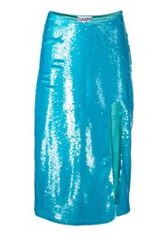 GANNI sequin-embellished midi skirt - Blau