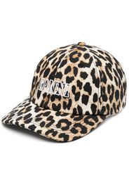 GANNI logo-embroidered leopard-print cap - Nude