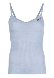 GANNI lace-detail merino cami top - Blau