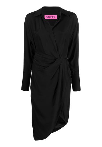 GAUGE81 gathered-front shirt dress - Schwarz