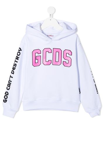 Gcds Kids Kapuzenpullover mit Logo-Print - Weiß