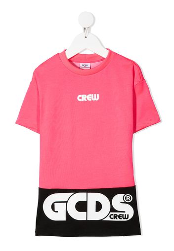 Gcds Kids T-Shirtkleid in Colour-Block-Optik - Rosa