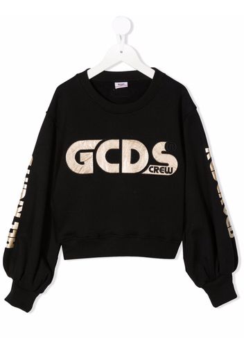 Gcds Kids Sweatshirt mit Logo-Stickerei - Schwarz