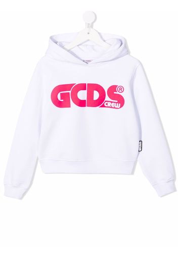 Gcds Kids color-block logo-print hoodie - Weiß