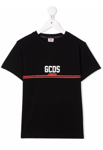 Gcds Kids logo-stripe print T-shirt - Schwarz