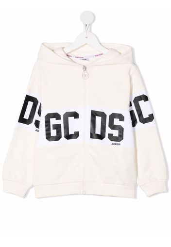 Gcds Kids logo-print hooded jacket - Weiß