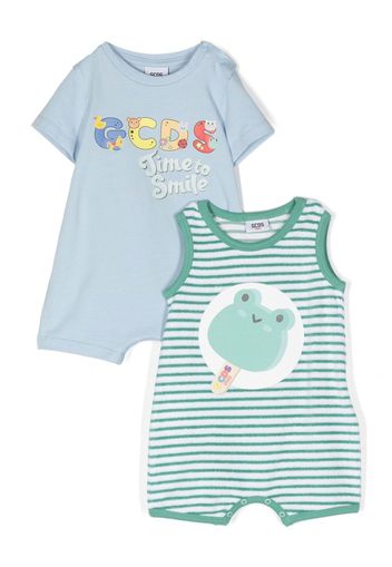 Gcds Kids logo-print babygrow set - Blau