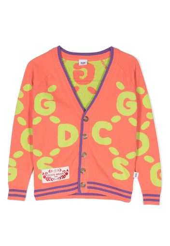 Gcds Kids debossed-logo print cardigan - Orange