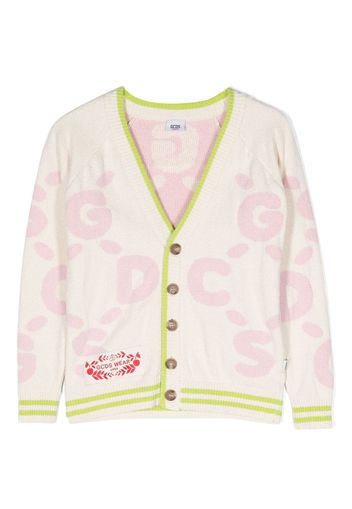 Gcds Kids debossed-logo print cardigan - Nude