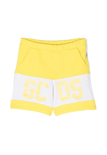 Gcds Kids logo-print cotton track shorts - Gelb