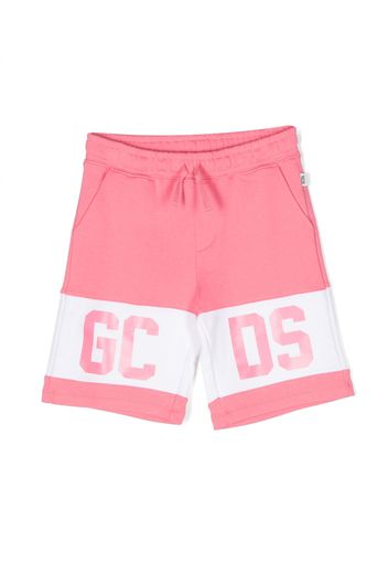 Gcds Kids logo-print cotton shorts - Rosa