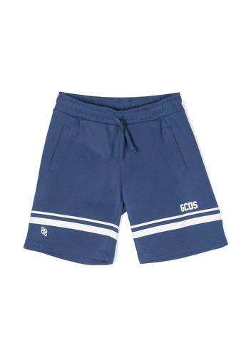 Gcds Kids logo-print cotton shorts - Blau