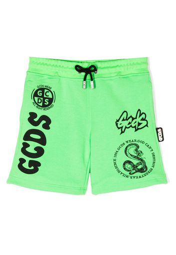 Gcds Kids logo-print track shorts - Grün