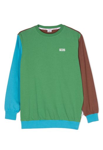 Gcds Kids colour-block cotton sweatshirt - Grün