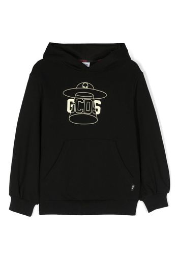 Gcds Kids logo-print cotton hoodie - Schwarz