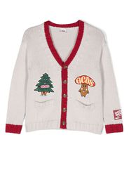 Gcds Kids appliqué wool cardigan - Nude