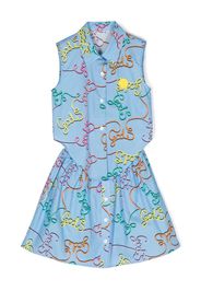 Gcds Kids all-over logo-print set - Blau