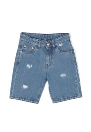 Gcds Kids logo-embroidered denim shorts - Blau