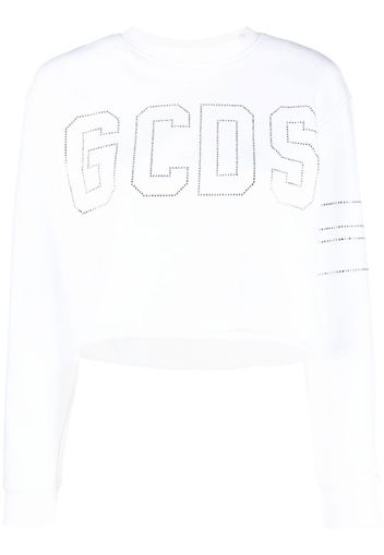 Gcds studded-logo cropped sweatshirt - Weiß