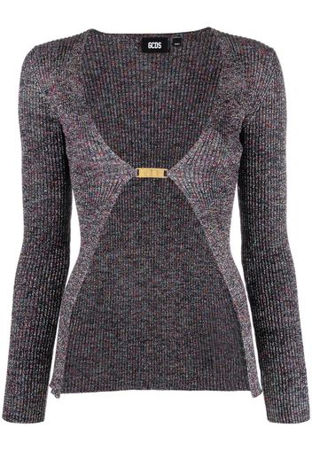 Gcds glittered V-neck cardigan - Grau