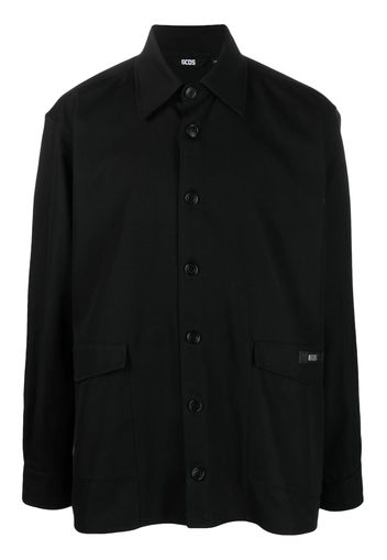 Gcds logo-patch cotton shirt jacket - Schwarz