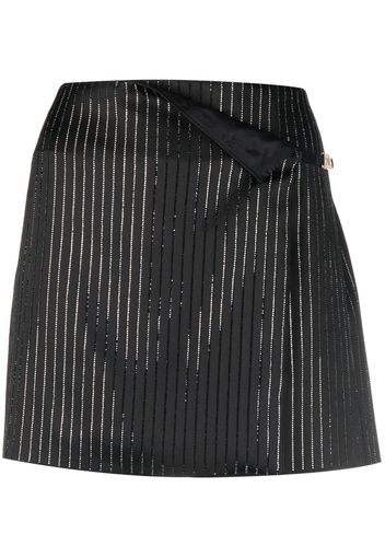 Gcds Logo Clip Pinstrip rhinestone-embellished skirt - Schwarz