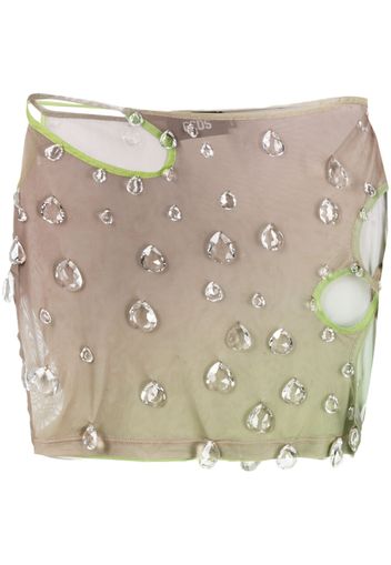 Gcds Sita Drops crystal-embellished sheer miniskirt - Grün