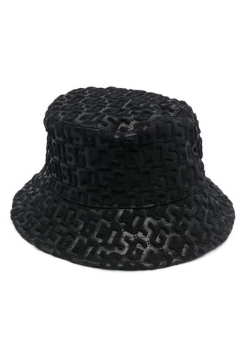 Gcds embossed-monogram drawstring bucket hat - Schwarz