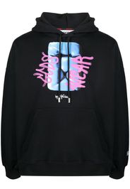 Gcds graphic-print cotton hoodie - Schwarz