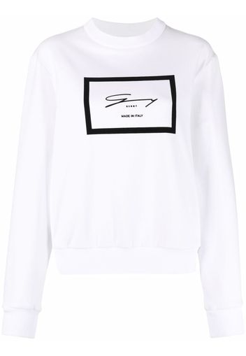 Genny logo-print crew neck sweatshirt - Weiß