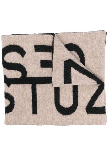 Gestuz intarsia-logo scarf - Schwarz