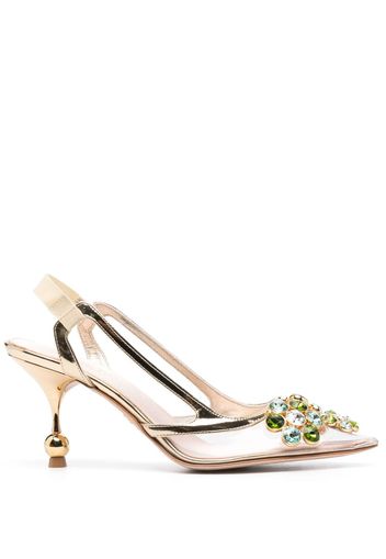 Giambattista Valli 80mm crystal-embellished slingback pumps - Gold