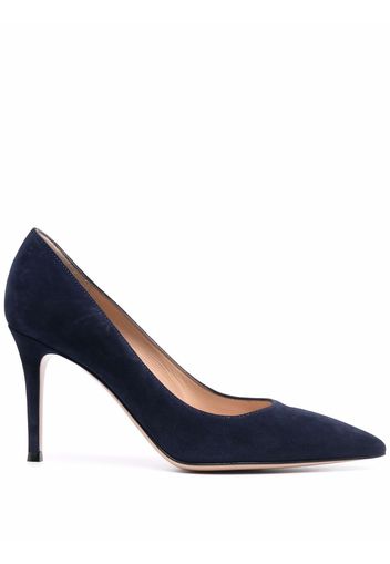 Gianvito Rossi pointed 90mm heeled suede pumps - Blau