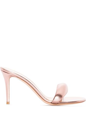 GIANVITO ROSSI metallic 85mm leather mules - Nude