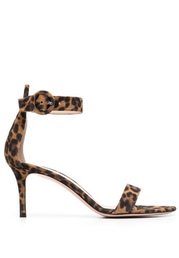 Gianvito Rossi Sandalen mit Leoparden-Print 70mm - Braun